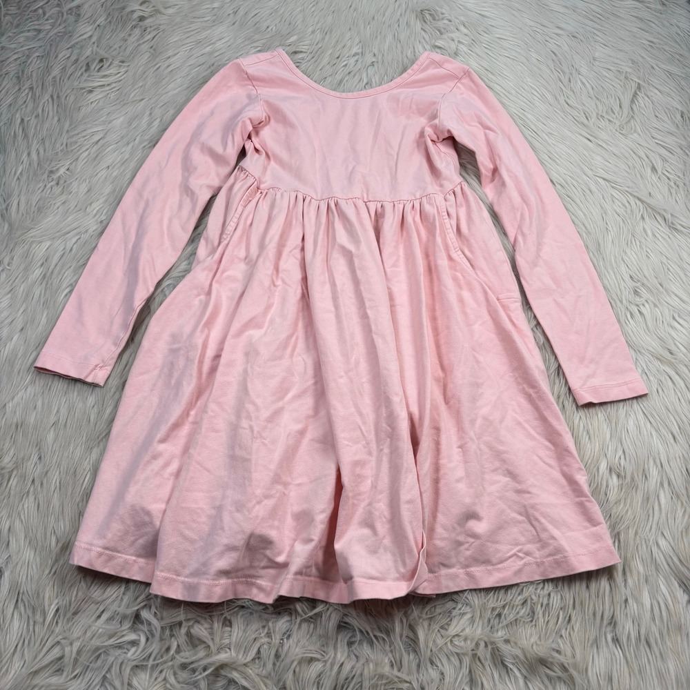 Hanna Andersson Girl's 8 130 CM Pink Long Sleeve Babydoll Dress Balletcore Girly